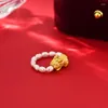 Кластерные кольца 925 Стерлинговое серебряное жемчужное кольцо для животных для женщины Симпатичная милая китайская дизайн дизайнер