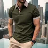 Zomerheren Casual Polo shirt met korte mouwen Polo shirt modieus duizend vogel plaid revers t -shirt ademende top 240419