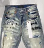 Frauenhose Purpur Roca Marke Jeans Mode Top -Qualität mit Straßenfarbe Destgiert Reparatur niedriger Röhren -Denim Denim