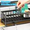 Storage de cuisine 304 Support d'éponge en acier inoxydable pour évier Caddy Stand Drain Rack Nettoying Brush Organisateur