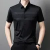 And Casual Fashionable Short Shirt, Summer New Seamless High Elastic Lapel Print, Middle-Aged Men's Half Sleeved Shirt