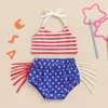 Kledingsets 4 juli Baby Girl Outfits Mouwloze Halter Crop Top Tassel Star Shorts Onafhankelijkheidsdag Kleding
