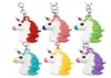 Mode 3D Unicorn Keychain Soft Pvc Pony Pony Unicorn Key Ring Chains Sac accroche des accessoires de mode Cadeaux de jouets1376620