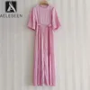 Vestidos de fiesta Aeleseen Corea Pink Summer Diseñador Fashion Fashion Fajas sólidas con perlas