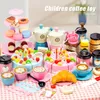 Kinder Spielzeug Food Coffee Girl Simulation Küche Spielzeug Kuchen tun, um Tee -Utensilien zu schneiden, um Kinder zu Hause zu birstet. 240420
