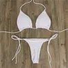 Vrouwen sexy hangende nek string bikini set side tie bie zwempak stijl split riem solid verstelbare dames 240426