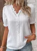 Damenblusen Hemden Damen Sommer Neue Top 2024 Solid Farbe Sexy V-Ausschnitt Holloh