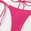 Frauen Badebekleidung 2024 Frau Bikinis Set Sommer Outdoor Push Up Sling Halter Hals Open Rücken