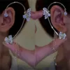 Glanzende zirkoon vlinderoormoord goudkleur tassel clip op oorbellen voor dames Korea -stijl koperoorring zonder piercing sieraden 240418