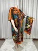 Dameszwemkleding 2024 Arabische Saoedische sjaal Losse afdruk Zijm Maxi Dress Summer Beach Boheemse gewaad Afrikaanse Kaftan Kimono Korte mouw B47