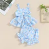 Kleidungssets Pudcoco Infant geborene Mädchen Mädchen Sommershorts Ärmeloses Daisy Print Bow Cami Tops S. 0-18m