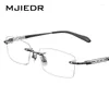 Sunglasses Frames MJIEDR Fashion Pure Titanium Glasses Frame Men Business Rimless Prescription Square Eyeglasses Myopia Optical Korean
