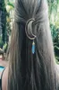 Vintage hairpins Moon Quartz Hexagon Prism Alloy Hair Clip Stone Pendant Charms Clamp Hairpin female Women hair accessories 159922232