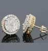 Stud Hip Hop Men039S Cool Bling Geometry Round Earring Luxury Micro Pave Cz Shiny Pendientes HOMBRE7627279