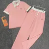 Frauen zweiteilige Hosen Designer-Sets kurzärmelig Polo T-Shirt Hosen Tracksuits zweiteilige Set Letter Print Set Casual Sports Anzug runden Hals-Outfits Solid Jogging Anzug