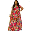 Vêtements ethniques Robes africaines pour femmes 2024 Été Sexy Sexy Imprimé à manches courtes longues Robe maxi robe Elegant Nigeria Turkey Africa Vêtements