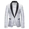 Herenpakken merk blazer pak jas helder causaal kraag contrast kleur stof mode jacquard luxe ontwerp mannen feest