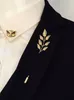ブローチファッションアロイ小麦葉のラペルピンブローチ韓国メンズスーツシャツカラーバックルニードルボタンクリップ