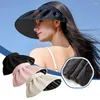 Chapeaux à bord large double utilisation de coquille d'été Sunshade Hair pliable cerceau extérieur plage UV Protection Baquet Caps Sun Chat pour FEMA A5U6