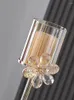 Kerzenhalter 1/2pcs Kristall Blütenblattbecher-Form explosionssicherer Glashalter Kerzenlicht Abendessen Metall Kerzenhäuser Home Dekoration