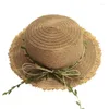 Chapéus de aba larga Sun-filho-filho grande chapéu de praia Handmade Flower palha menina de sol traseiro de verão Capinho feminino Bucket