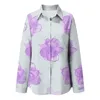 Blusas femininas de mangas compridas camisas para mulheres impressão floral camisa fina superior top