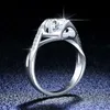 Yaonuan Real 925 Sterling Silver Ring For Women Engagement Angel Kiss 1.0 Certificado Gra Jewelry Ajustement 240424