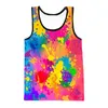 Herren Tanktops Regenbogenfarbe Splatter 3d Weste Männer Sommer Mode lässig ärmellose Hip Hop Harajuku Streetwear Cool 240429