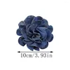 Broches multicamadas Camellia Broche Flower Fashion Denim Fabric Acessórios para cocar de cocar de jóias de jóias