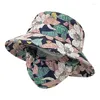 Berets Flower Leave Bucket Hat Summer Basin Chapeau Beach Sunscreen Fishing Hats Outdoor UV Protection Panama Safari Cap With Mask