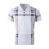 Selling Men Polo Shirt Stripe Printing Turn Down Collar Button Top Short Sleeve Summer Casual Mens Clothing Shirts 240416