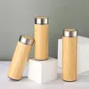 Wasserflaschen 304 Edelstahl Isoliert Tasse Doppelschicht Bambus tragbarer gerader Kaffee