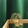 Kandelhouders set van 2 gouden geometrische metalen tealight voor woonkamer badkamer decoraties - centerpieces bruiloft dineren