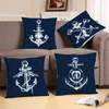 Poduszka niebieskie morze kompas kotwica Shell Starfish poduszki poduszki śródziemnomorskie lniane poduszki domowe dekoracyjne sofa