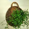 Decoraties Wall Mount Rattan Basket Hangende Planter Basket Handgemaakte rieten bloemenpot Huis tuin Decor geweven rattan vaasmanden