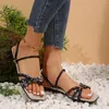 Sandals Women's Woven Details Smooth Square Open Toed Summer Shoes Worn In Both Directions Fashionable Outdoor Beach