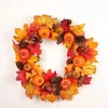 装飾的な花秋のドアリース収穫秋の装飾ホームイースターハロウィーンカボチャベリー人工花輪