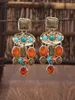 Dangle Earrings Bohemian Ethnic Retro Dangling Exaggerated Large Tassels Natural Stone For Women Jewelry Copper Gold Color Earring