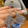 Boucles d'oreilles de drop bijoux pour femmes 925 aiguille argentée Shine Blanc Zircone Luxury Stud Ored Oreing Party Party Accessory 240422