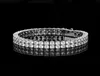 14K Gold Silver Plated 2 Row Tennis Bracelet 4mm Zircon Lab Diamond Hip Hop Jewelry Iced Necklace 7inch 8inch5842699