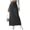 Jupes jupe à taille haute couleur longue longue élégante taille haute tricot maxi pour femmes chaudes élégantes longueur de cheville rayée mince