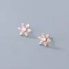 Brincos de garanhão softpig real 925 Sterling Silver Zircon Snowflake para mulheres de moda Acessórios minimalistas de jóias finas fofas