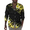 Herren lässige Shirts Custom großes Business -Shirt Polynesian Stamm Design Aloha Hawaiian Long Sleeve