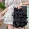 Röcke Japanische Lolita JK Kawaii Tulle Spitzenkuchen kurzer Rock Schwarz weiß A-Linie Hochtülenabendabend Party sexy Mini Sommer