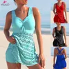 Menas de banho feminina Volalo Summer Afutas de praia solta tankini maiô impressão Sexy Sexy Two Piece Bikiny Set