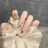 24 pcs Wearable Pink Press auf gefälschte Nägel Tipps mit Kleber False Nails Design Butterfly Schönes Mädchen Tragen Werkzeuge Y240430