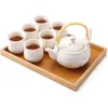Japońska piękna azjatycka porcelanowa herbata czarna z 1 czajniczką 6 szklanki taca nierdzewna dla dorosłych 240428