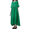 Feestjurken 2024 Candy Colors Zomer Vintage jurk vrouwen casual half mouwen ronde nekkleding mode coole ingeplte vestidos