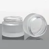 Opslagflessen ontwerp cosmetische crème container 20 g glazen pot voor gezichtsvorm ronde helder mat en zilveren dop in bouillon