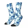 Mulheres meias meias de flor azul retro